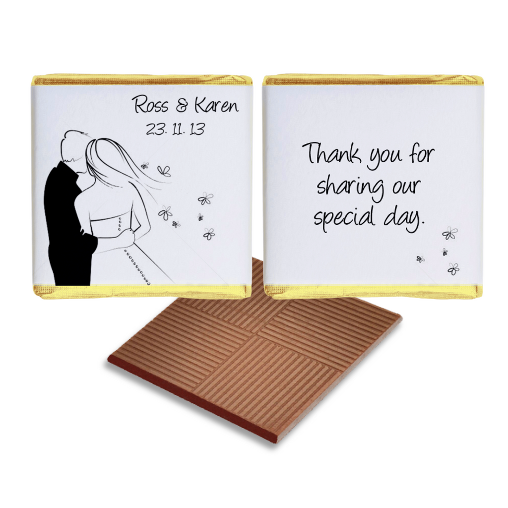 Simple Groom & Bride Personalised Chocolate Wedding Favours