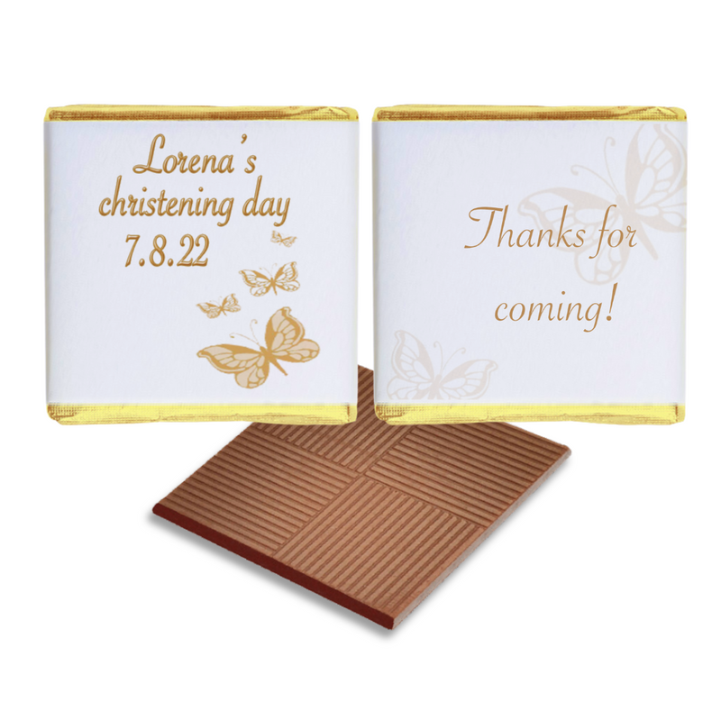 Gold Butterfly Personalised Chocolate Christening Favours