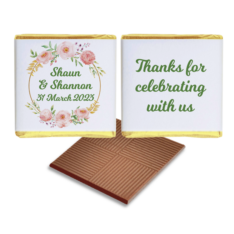 Pink Floral wreath wedding favour