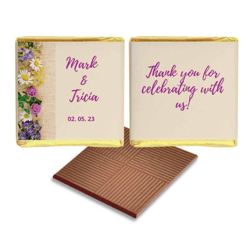 White & Lilac Flowers Themed Wedding Favour