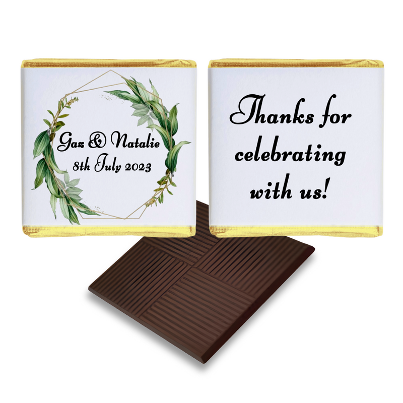 Green Wreath Personalised Chocolate Wedding Favours