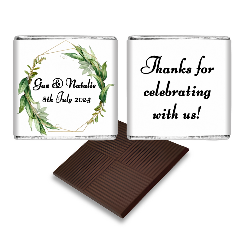 Green Wreath Personalised Chocolate Wedding Favours