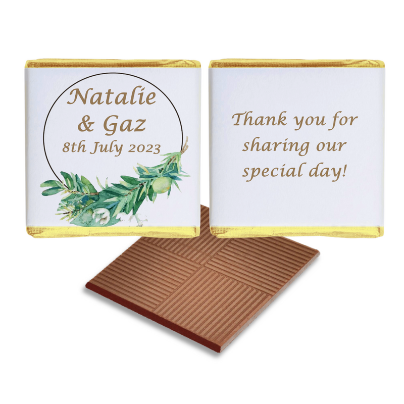 Green Personalised Chocolate Wedding Favours