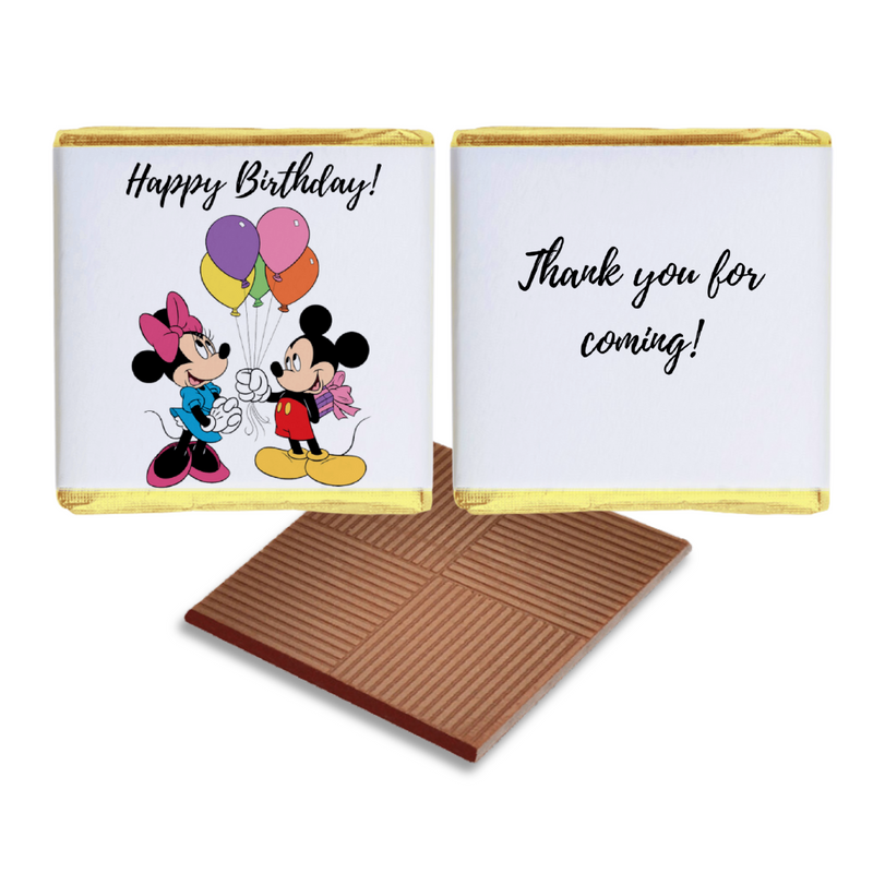 Minnie and Mickey Mouse Personalised Chocolate Birthday Favours