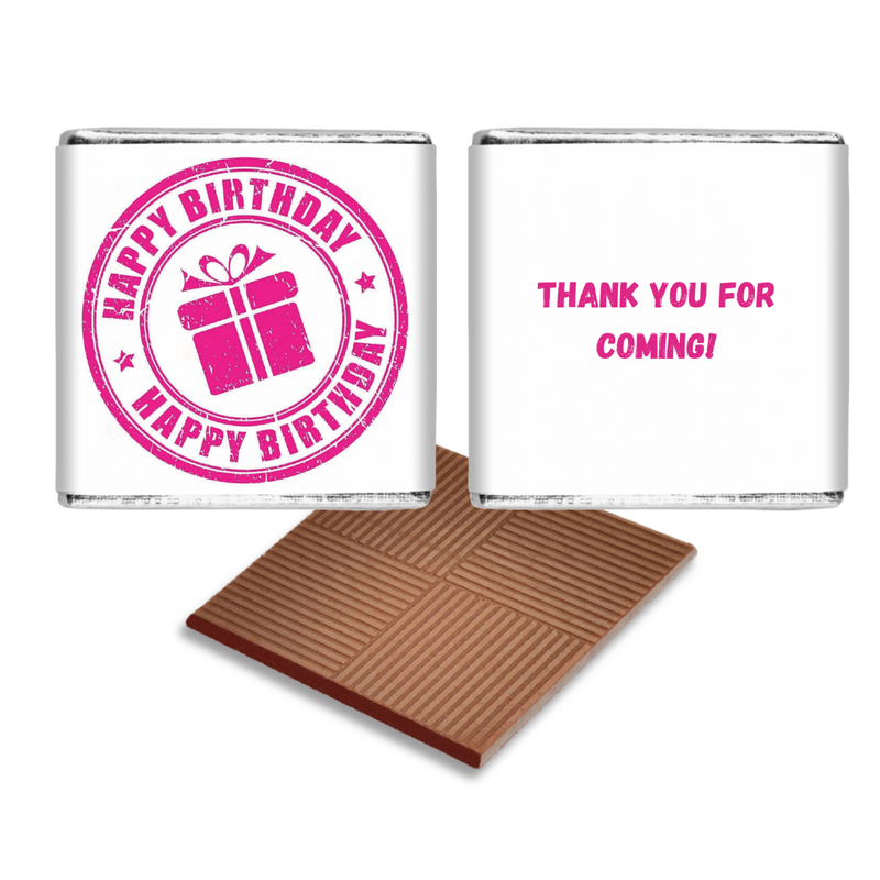 Pink Happy Birthday Stamp Effect Birthday Chocolates