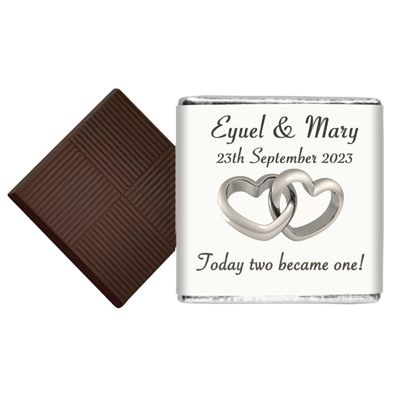 Silver Hearts Chocolate Wedding Favour