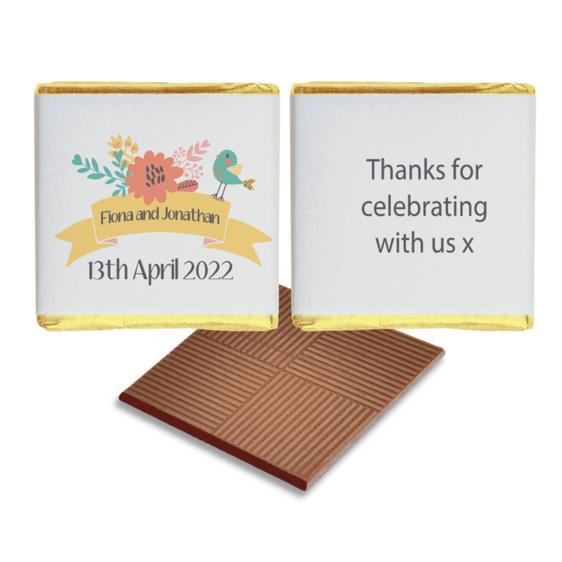 Love Birds Personalised Chocolate Wedding Favours