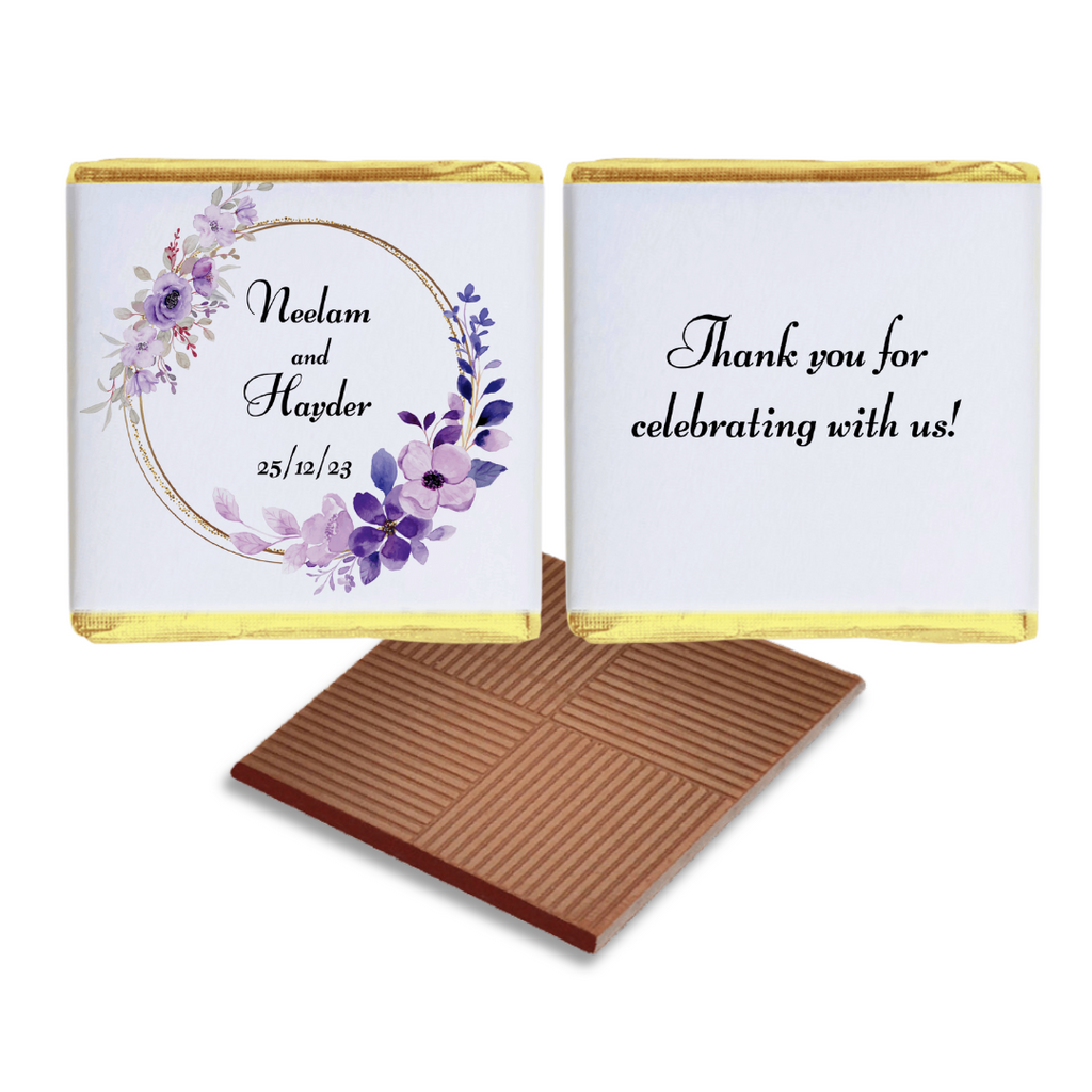 Purple Floral & Leafy Wedding Favour