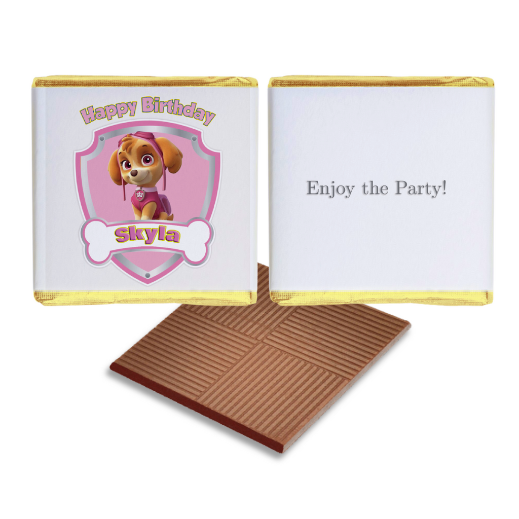 Pink Paw Patrol Personalised Chocolate Birthday Favours