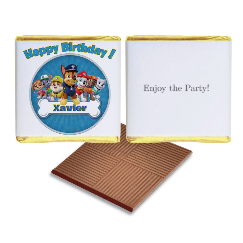 Blue Paw Patrol Personalised Chocolate Birthday Favours