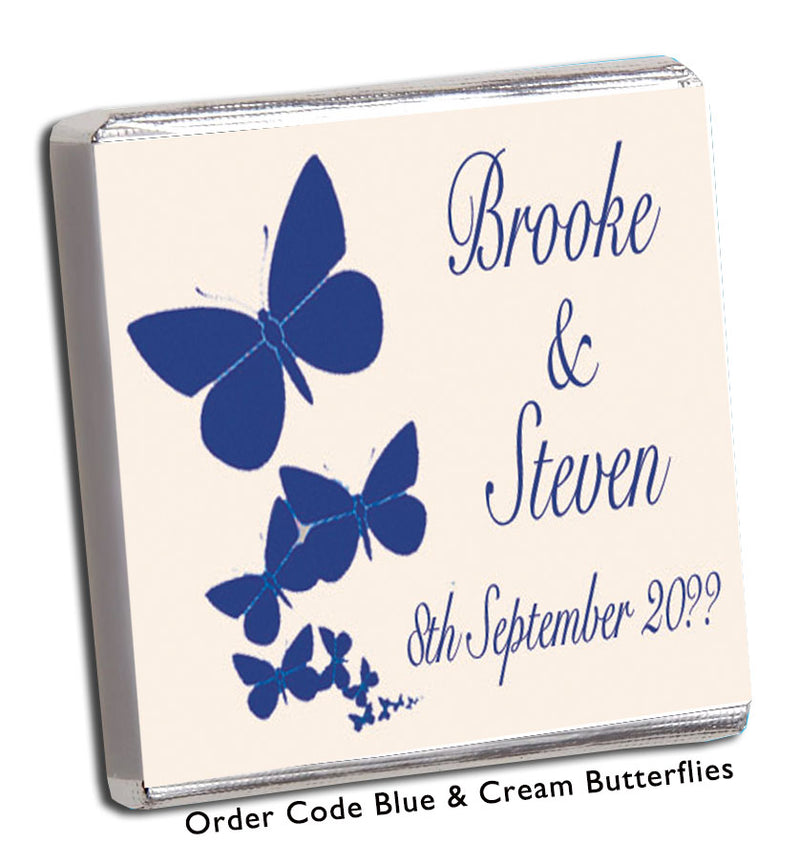 cream and blue butterfly wedding favour