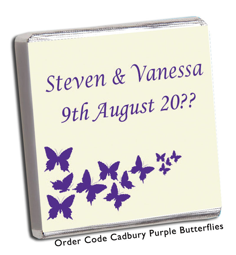 cream and cadbury purple wedding favour