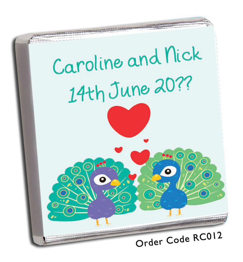 two cartoon peacocks with red love hearts