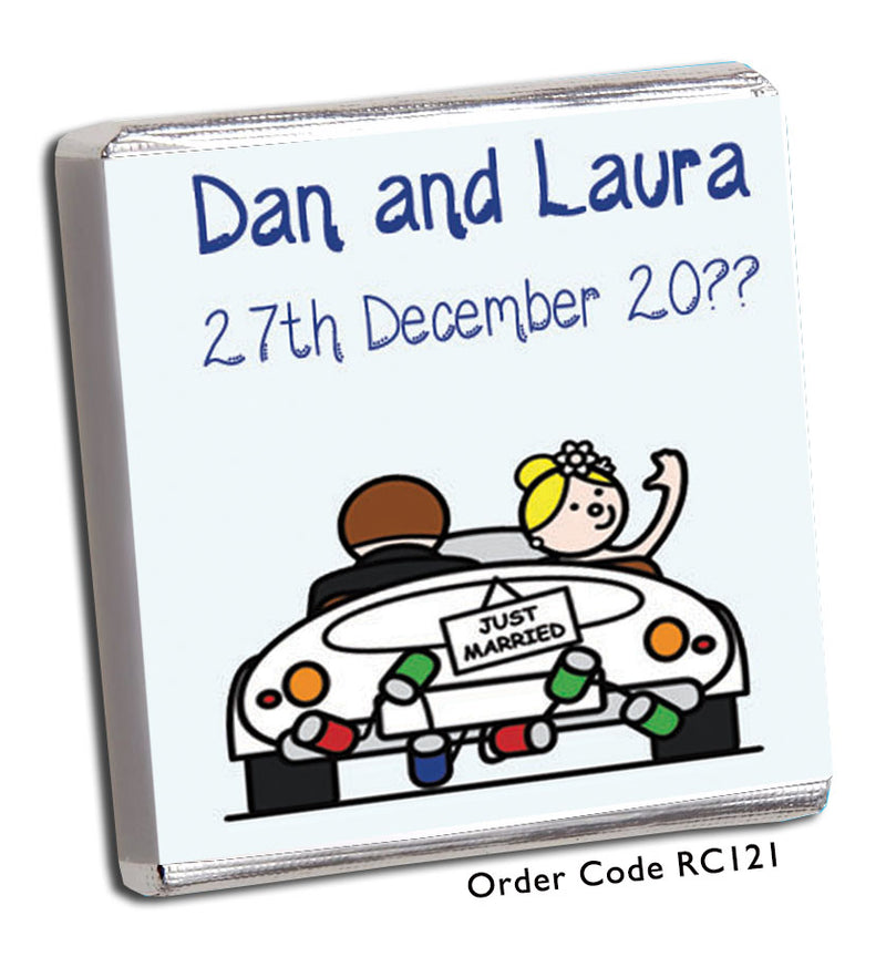 just married car themed wedding favour