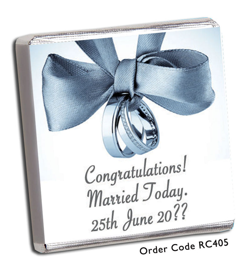 grey ribbon with silver wedding bands wedding favour