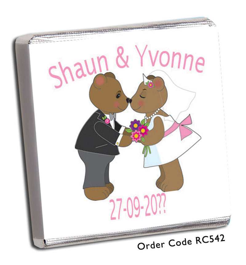 teddy bears kissing wedding favour chocolate