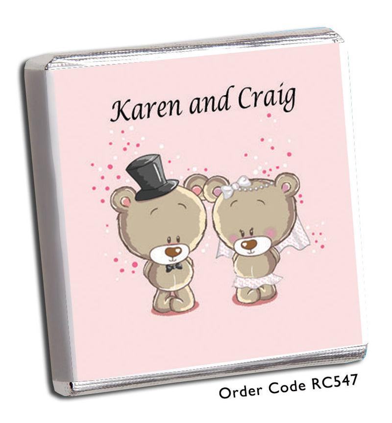teddy bear themed chocolate wedding favour