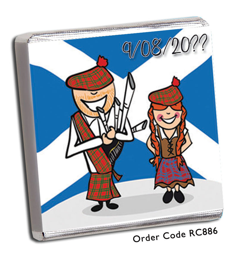 Scottish piper wedding favour chocolate