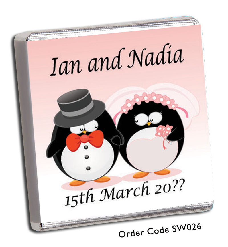 penguin bride and groom wedding favour