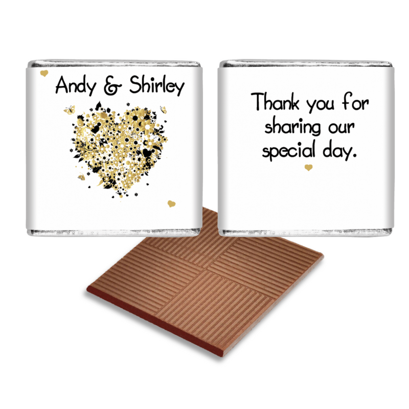 Gold and Black Heart Wedding Favour