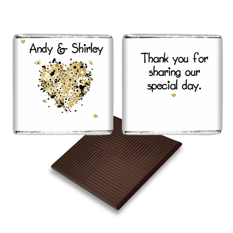Gold and Black Heart Wedding Favour