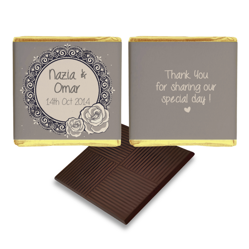 Lace Heart Expresso Background Wedding Favour