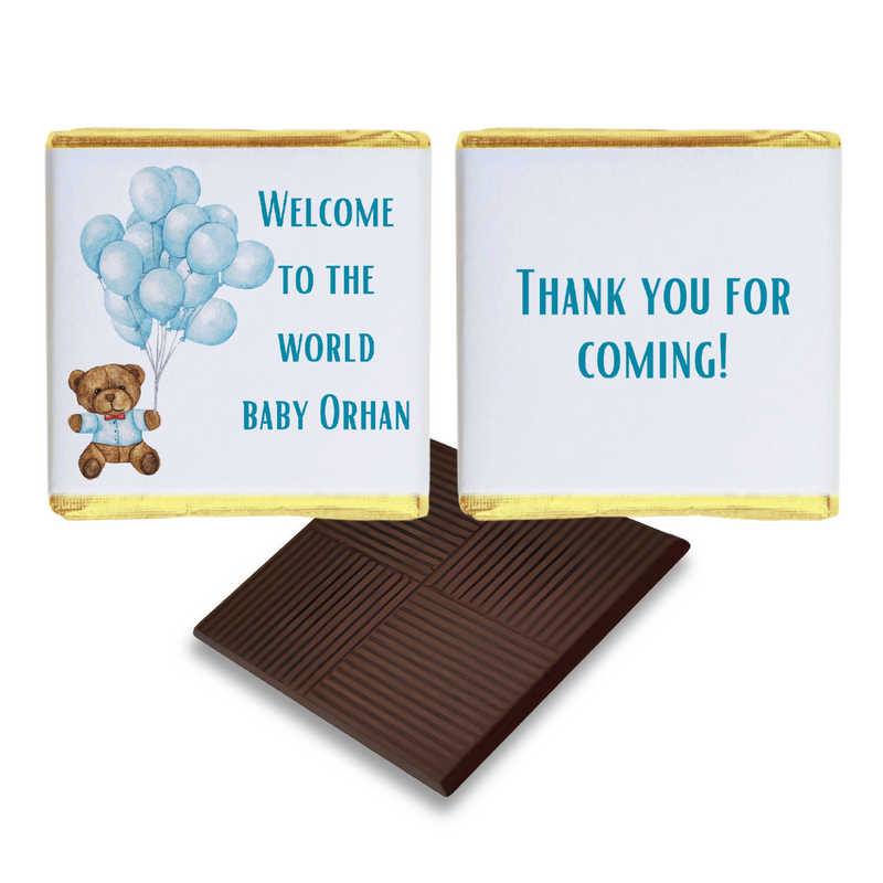 Blue Teddy Bear Baby Shower Chocolates