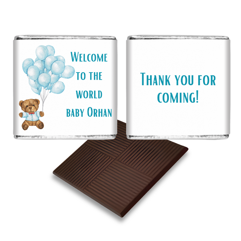 Blue Teddy Bear Baby Shower Chocolates