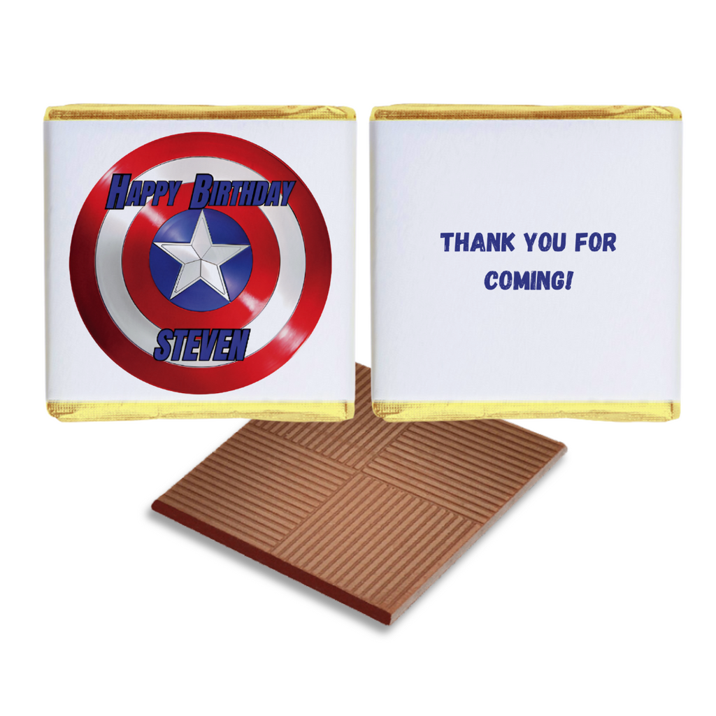 Captain America Personalised Chocolate Birthday Favours