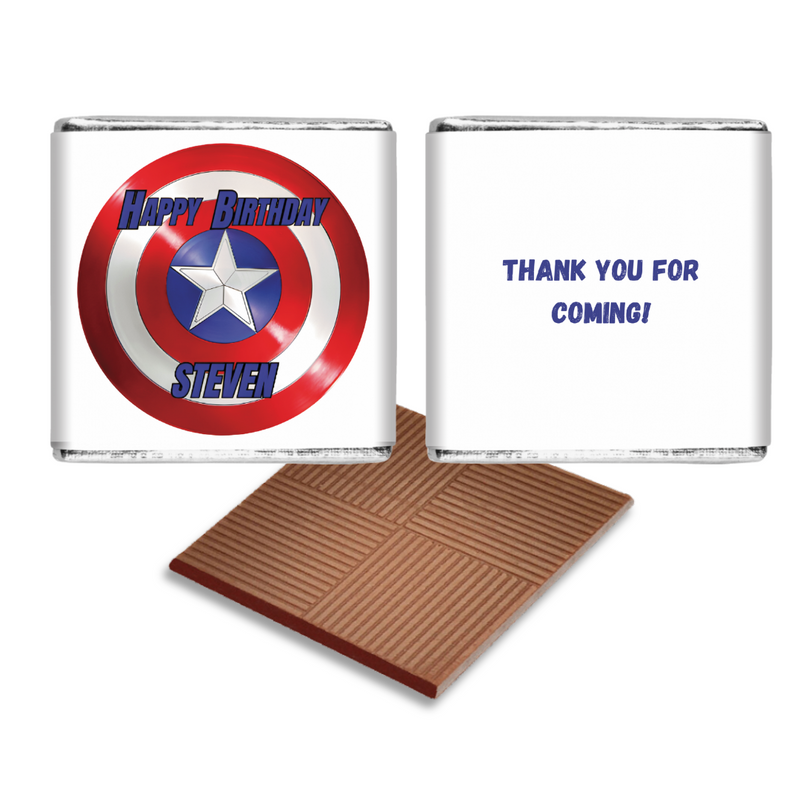 Captain America Personalised Chocolate Birthday Favours