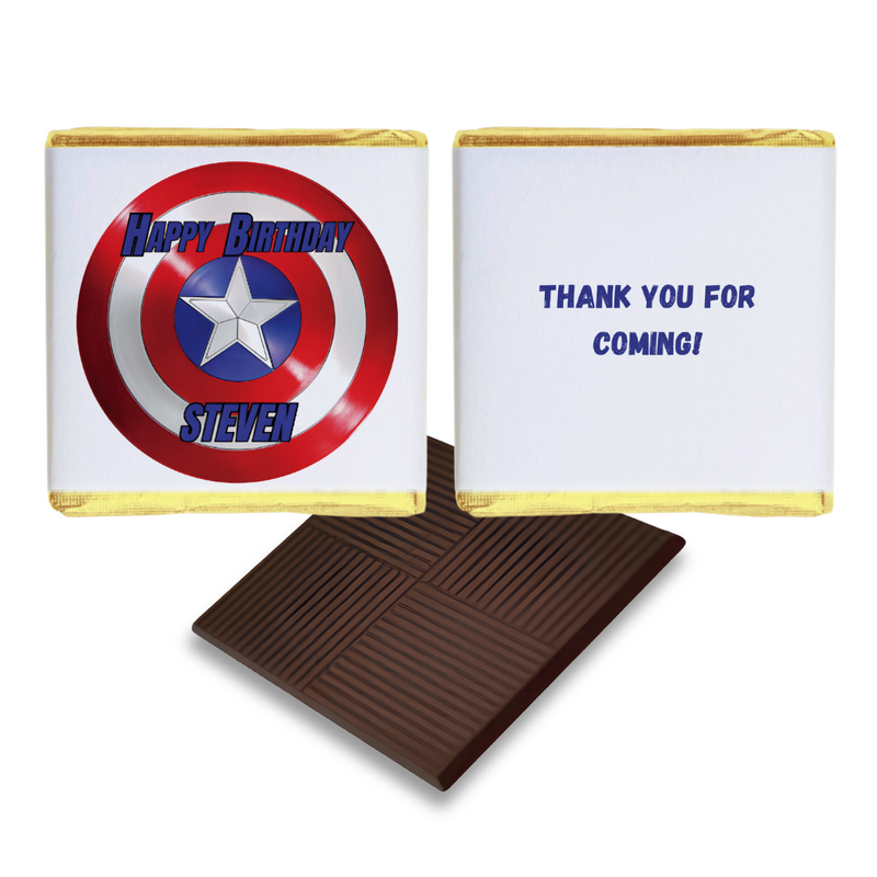 Captain America Personalised Chocolate Birthday Favours