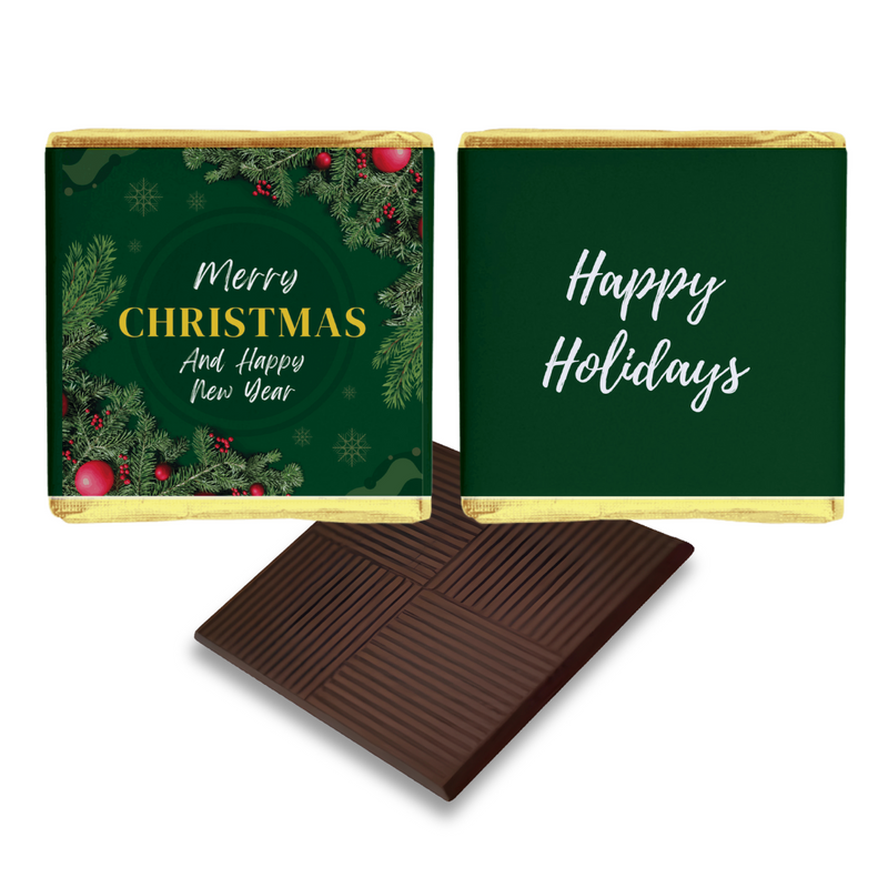 Green Christmas Themed Personalised Chocolates