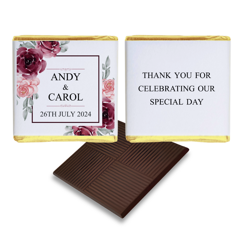 Red blooms Chocolate Wedding Favour