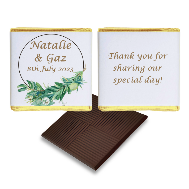Green Personalised Chocolate Wedding Favours
