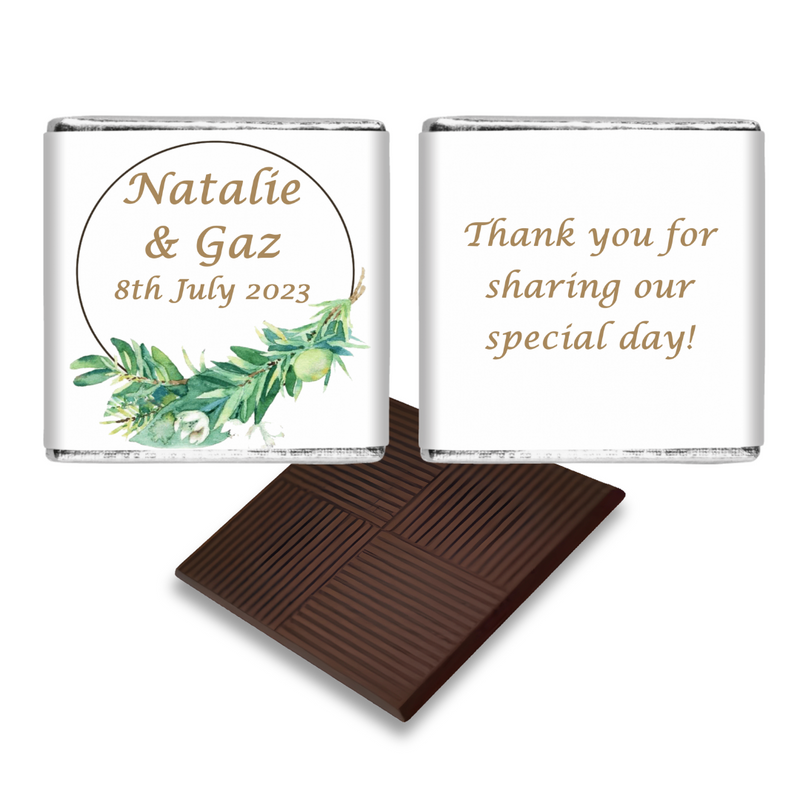Green Personalised Chocolate Wedding Favours