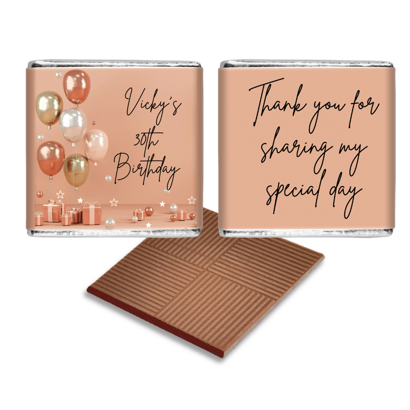 Peach & Rose Gold Design Birthday Party Favours