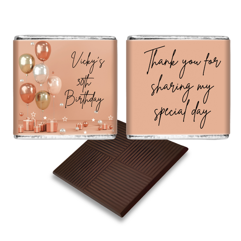 Peach & Rose Gold Design Birthday Party Favours