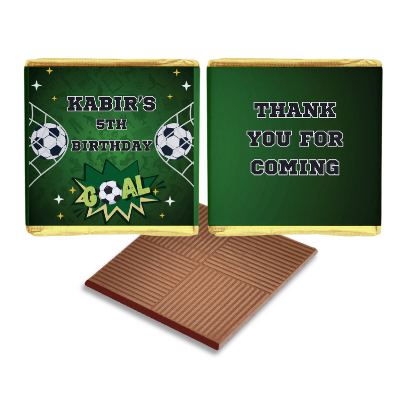 Soccer Theme Personalised Chocolate Birthday Favours