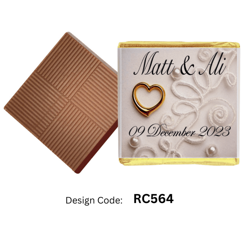 Lace and Gold Heart Personalised Wedding Favour