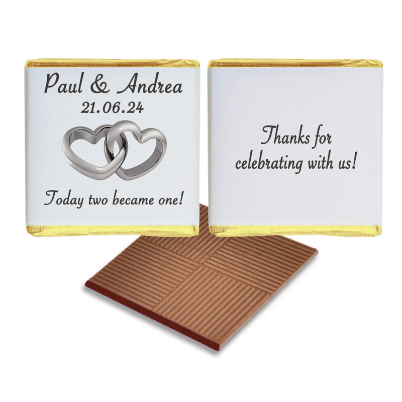 Silver Hearts Chocolate Wedding Favour