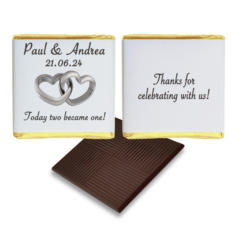 Silver Hearts Chocolate Wedding Favour