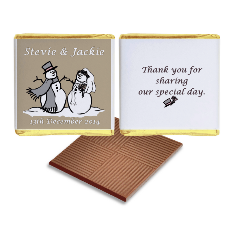 Snowman Bride & Groom Winter Wedding Favours