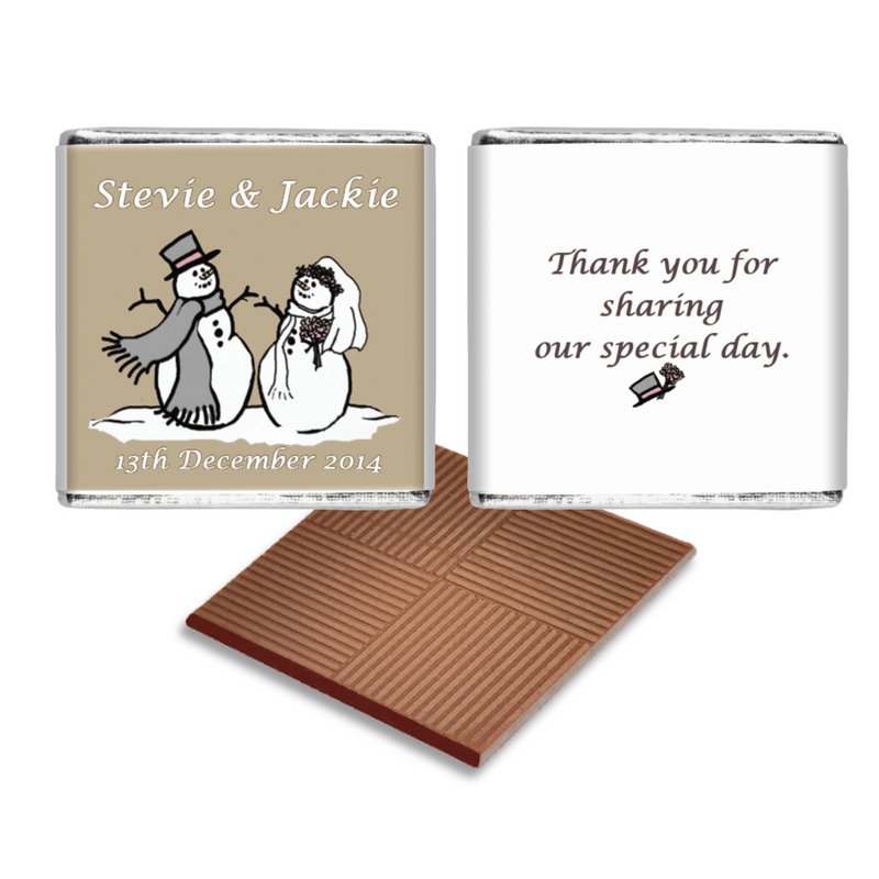 Snowman Bride & Groom Winter Wedding Favours