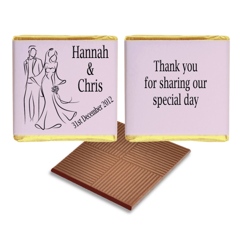 Pink Silhouette Bride and Groom Wedding Favour