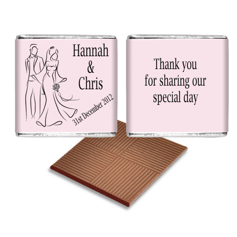 Pink Silhouette Bride and Groom Wedding Favour