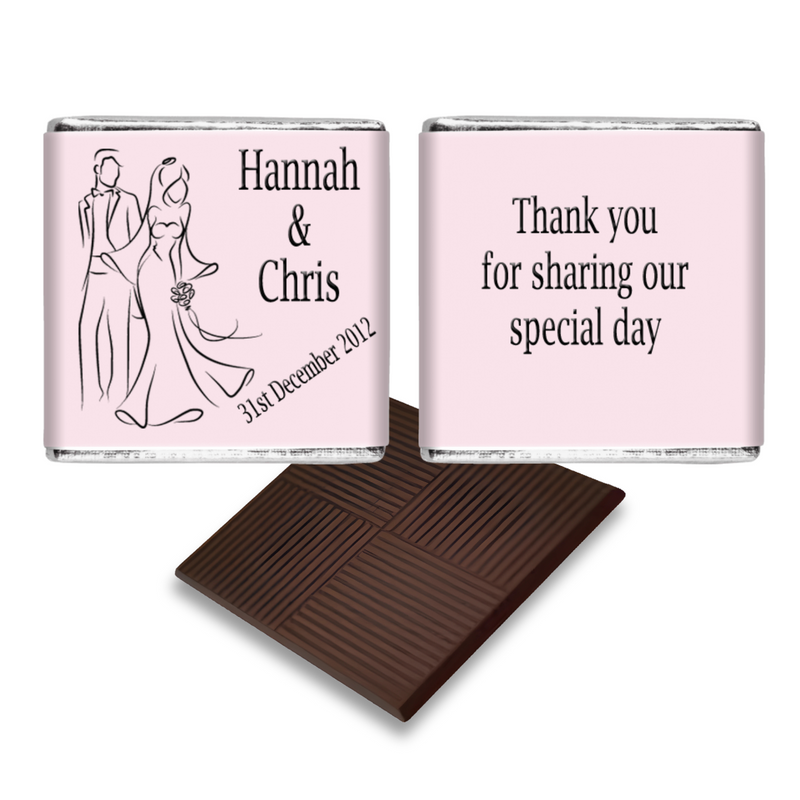 Pink Silhouette Bride and Groom Wedding Favour