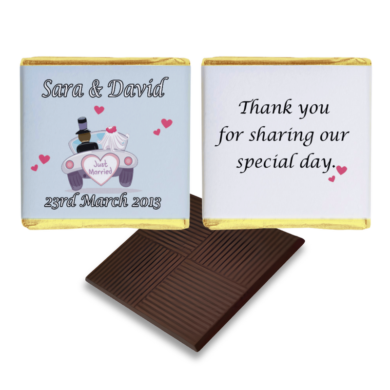 Pale Blue Just Married Wedding Favour Chocolate