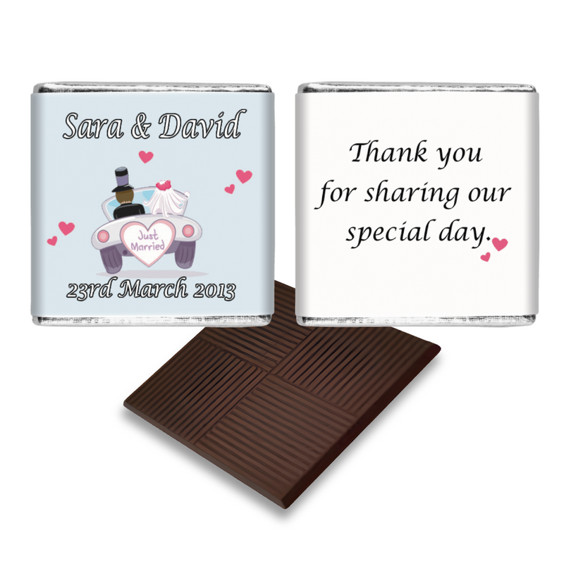 Pale Blue Just Married Wedding Favour Chocolate