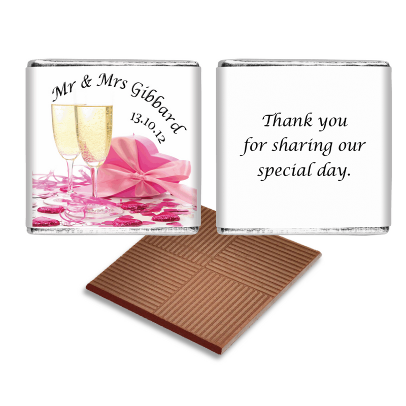 Pink Champagne Glass Wedding or Wedding Anniversary Favours