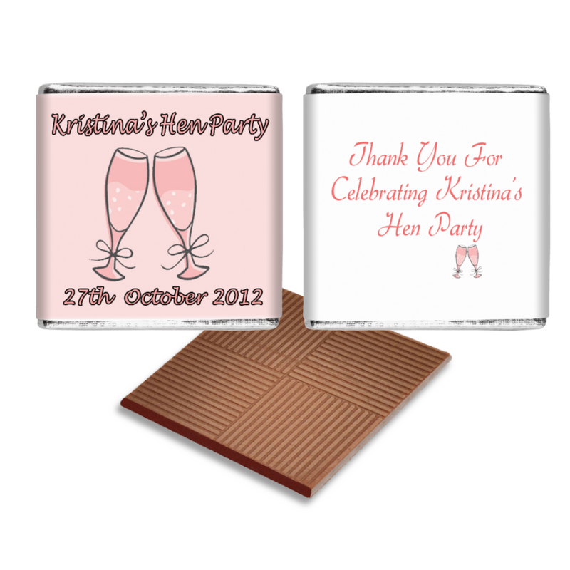 Pink Champagne Glass Personalised Chocolate Wedding Favour